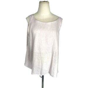 Pure Match USA Pale Pink 100% Linen‎ Double Layer Tank Top Size Large Swing